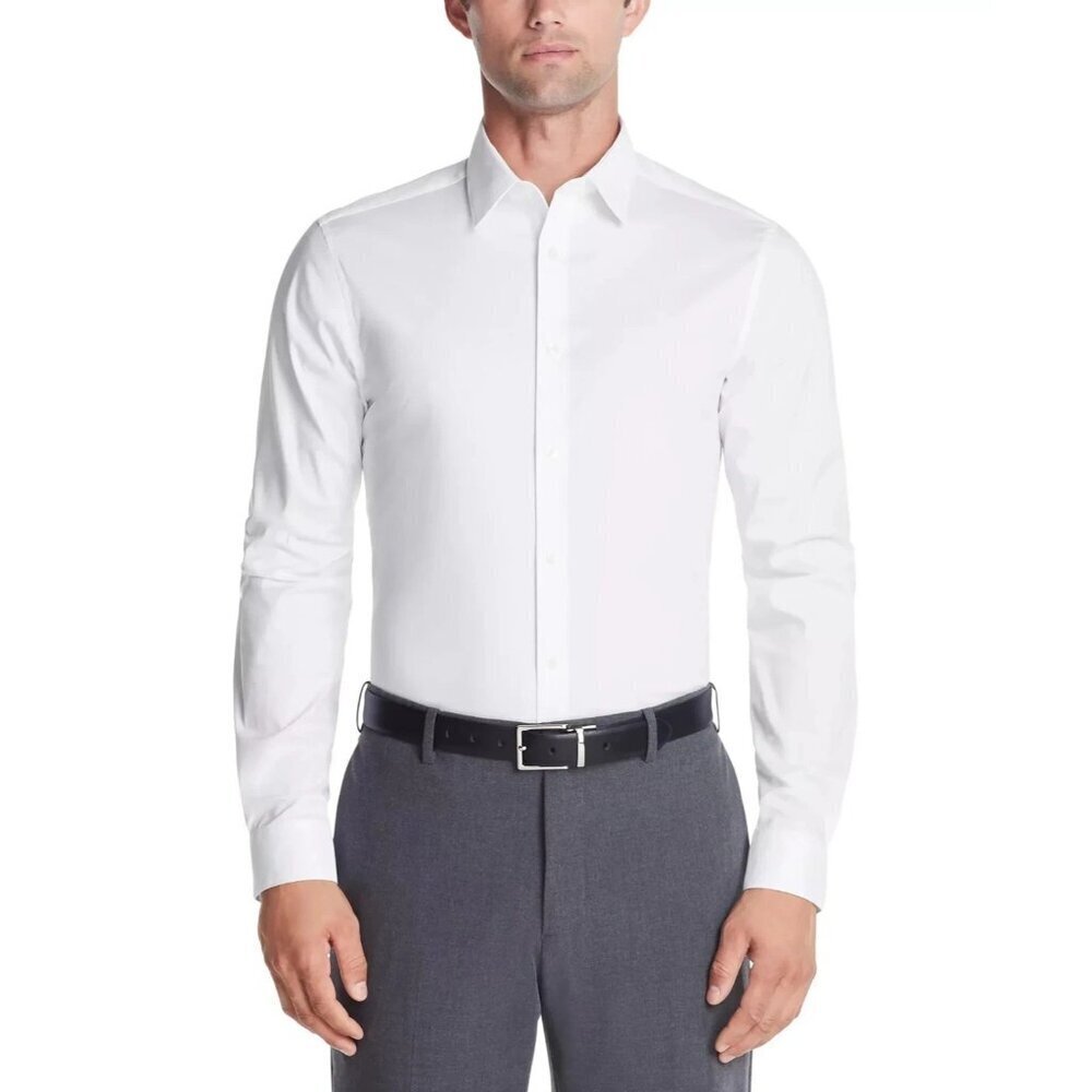 Calvin Klein Men's M White Active Performance Stretch Dress Shirt N0304